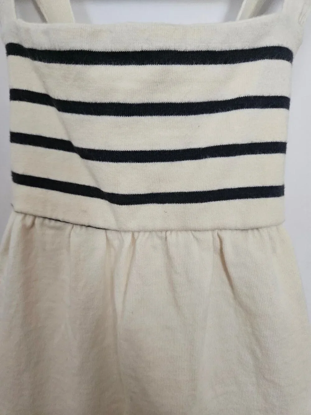 Hanna Andersson Sleeveless Striped Crossback Dress Ecru 3T